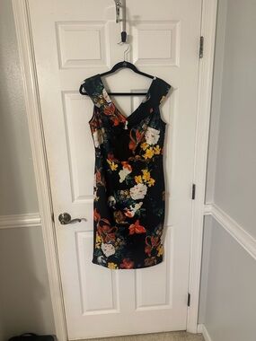 NWT NY&C Black Floral Sheath Dress Size Large Cocktail & Wedding New York